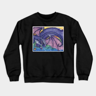 Purple Dragon Ferret - White Outlined Version Crewneck Sweatshirt